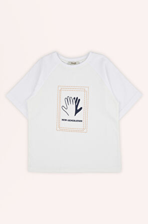 Erkek Çocuk Baskılı T-Shirt Ekru