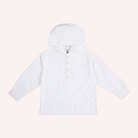 Erkek Çocuk Kapüşonlu Gömlek Ekru