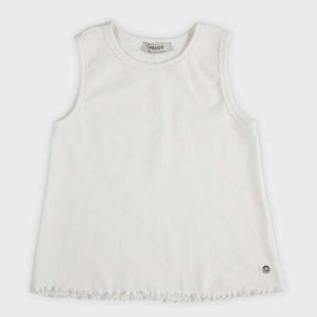 Kız Çocuk Metal Aksesuarlı Atlet Ekru