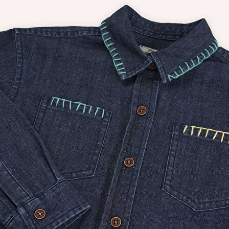 Kız Çocuk Denim Gömlek Lacivert