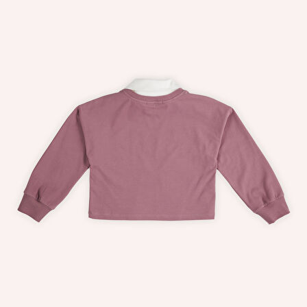 Kız Çocuk Yakalı Uzun Kollu T-Shirt Ekru