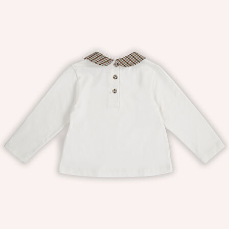 Kız Çocuk Bebe Yakalı T-Shirt Ekru