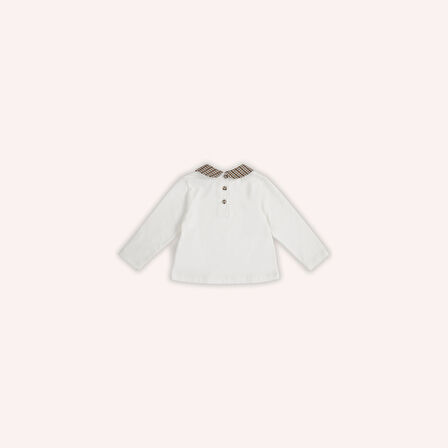 Kız Çocuk Bebe Yakalı T-Shirt Ekru
