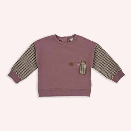 Kız Çocuk Baskı Detaylı Sweatshirt Gül Kurusu