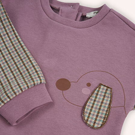 Kız Çocuk Baskı Detaylı Sweatshirt Gül Kurusu