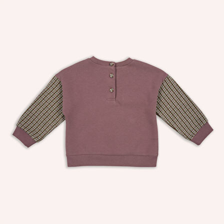 Kız Çocuk Baskı Detaylı Sweatshirt Gül Kurusu