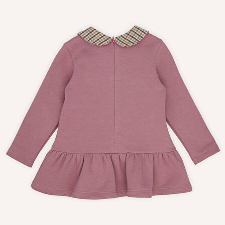 Kız Çocuk Bebe Yakalı Örme Elbise Gül Kurusu