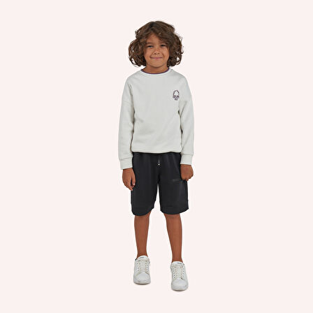Erkek Çocuk Baskılı Sweatshirt Ekru