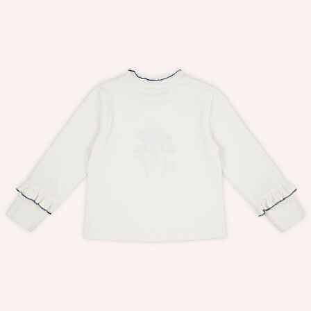 Kız Çocuk Nakışlı T-Shirt Ekru