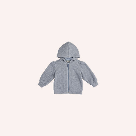 Kız Çocuk Yumuşak Dokulu Fermuarlı Sweatshirt Mavi