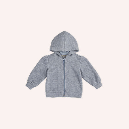 Kız Çocuk Yumuşak Dokulu Fermuarlı Sweatshirt Mavi