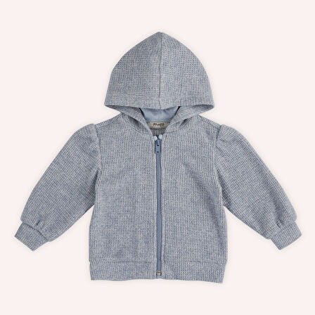 Kız Çocuk Yumuşak Dokulu Fermuarlı Sweatshirt Mavi