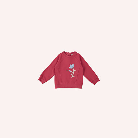 Kız Çocuk Nakış Detaylı Sweatshirt Kırmızı