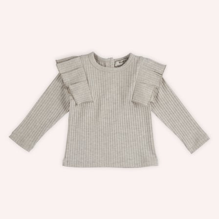 Kız Çocuk Kolları Fırfır Detaylı T-Shirt    