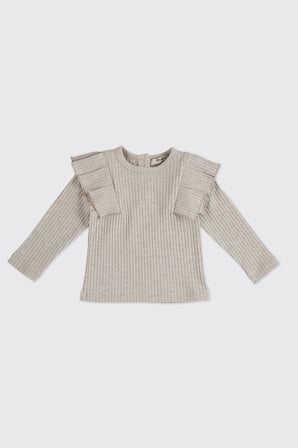 Kız Çocuk Kolları Fırfır Detaylı T-Shirt    