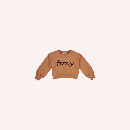 Kız Çocuk Nakış Detaylı Sweatshirt Kiremit