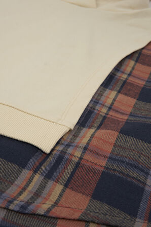 Kız Çocuk Asimetrik Parça Detaylı Sweatshirt Bej