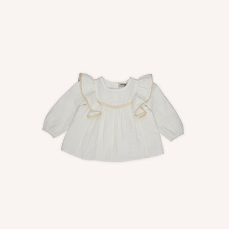 Kız Çocuk Dantel Detaylı Bluz Ekru