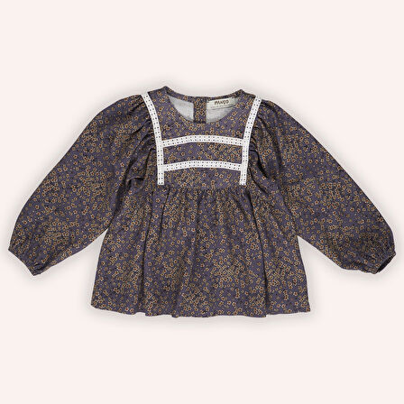 Kız Çocuk Desenli Bluz Mor