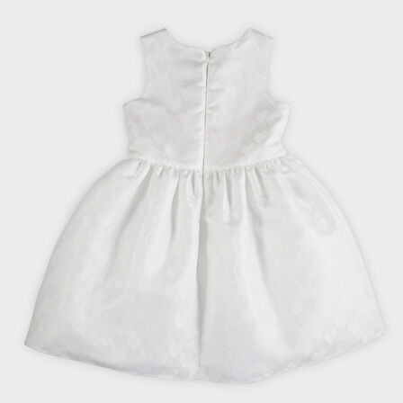 Kız Çocuk Kalp Desenli Parti Elbisesi Beyaz