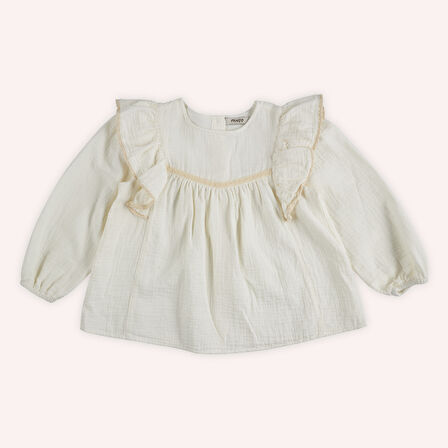 Kız Çocuk Dantel Detaylı Bluz Ekru