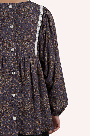 Kız Çocuk Desenli Bluz Mor