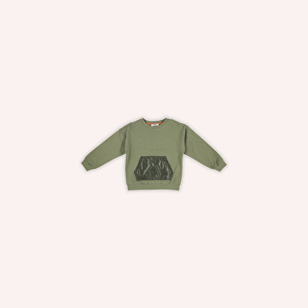 Erkek Çocuk Cepli Sweatshirt Haki