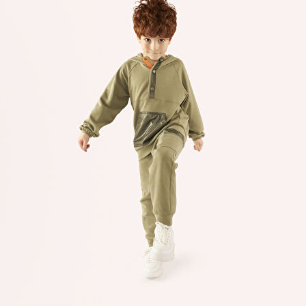 Erkek Çocuk Cepli Sweatshirt Haki