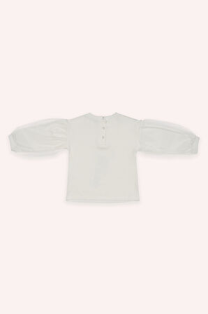 Kız Çocuk Baskı Detaylı Sweatshirt Ekru