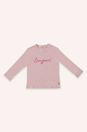 Kız Çocuk Yuvarlak Yakalı, Uzun Kollu T-Shirt Kırmızı