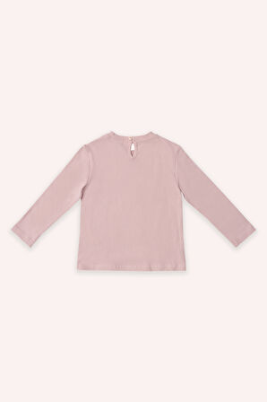 Kız Çocuk Yuvarlak Yakalı, Uzun Kollu T-Shirt Kırmızı