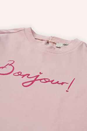 Kız Çocuk Yuvarlak Yakalı, Uzun Kollu T-Shirt Kırmızı