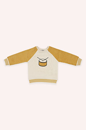 Erkek Çocuk Nakışlı, Reglan Kollu Sweatshirt Bej