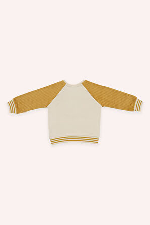 Erkek Çocuk Nakışlı, Reglan Kollu Sweatshirt Bej