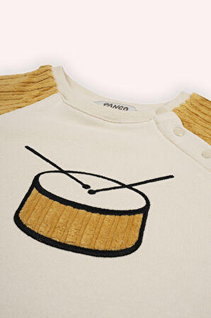 Erkek Çocuk Nakışlı, Reglan Kollu Sweatshirt Bej