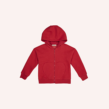 Kız Çocuk Kapşonlu Sweatshirt Kırmızı