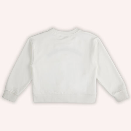 Kız Çocuk Nakış Detaylı Sweatshirt Ekru