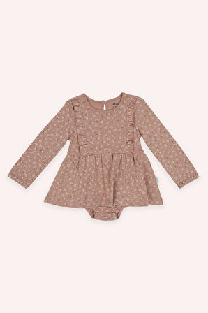 Kız Çocuk Desenli Elbise Body Gül