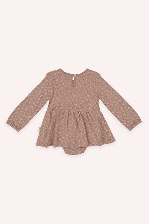 Kız Çocuk Desenli Elbise Body Gül