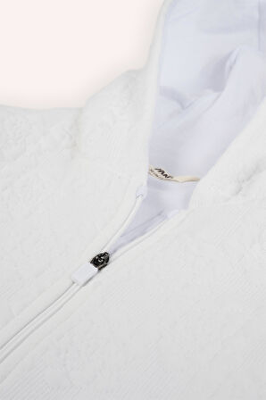 Kız Çocuk Fermuarlı Tulum Beyaz