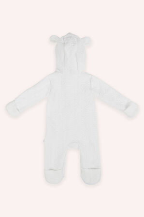 Kız Çocuk Fermuarlı Tulum Beyaz