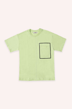 Erkek Çocuk Cep Detaylı T-Shirt Ekru