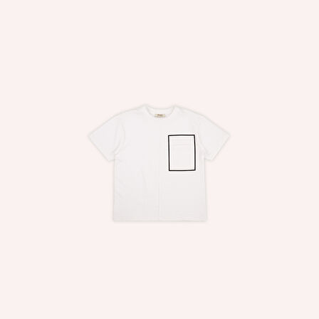 Erkek Çocuk Cep Detaylı T-Shirt Ekru
