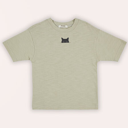 Erkek Çocuk Baskı Detaylı T- Shirt Açık Haki
