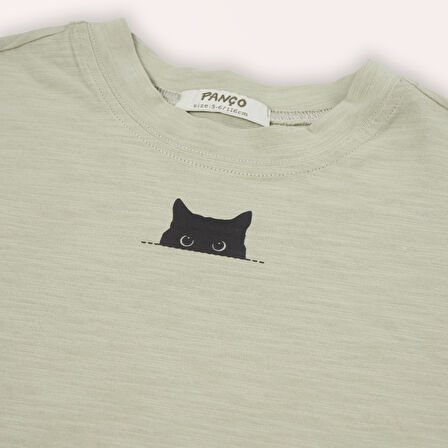 Erkek Çocuk Baskı Detaylı T- Shirt Açık Haki