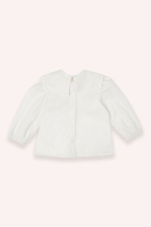 Kız Çocuk Fiyonk Detaylı Bluz Beyaz