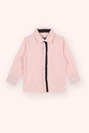 Erkek Çocuk Patı Bant Detaylı Gömlek Pembe