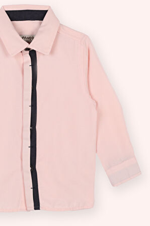 Erkek Çocuk Patı Bant Detaylı Gömlek Pembe