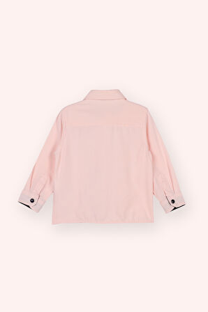 Erkek Çocuk Patı Bant Detaylı Gömlek Pembe