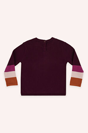 Kız Çocuk Kalp Desenli Triko Kazak Bordo